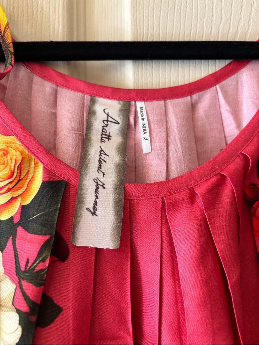 Aratta Pink Floral Maxi Dress with Blue Panels - Picture 2 of 5